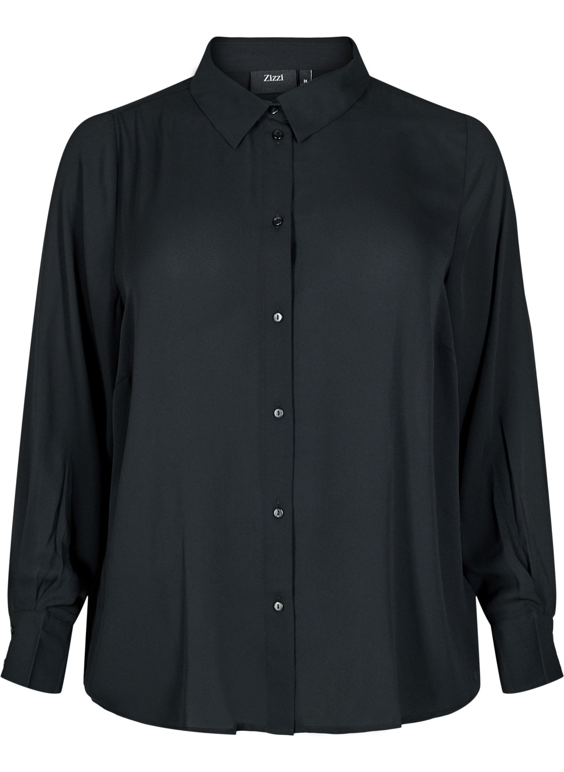 Zizzi Klassiek shirt met lange mouwen, Black, Packshot image number 0