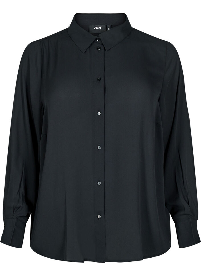 Klassiek shirt met lange mouwen, Black, Packshot image number 0