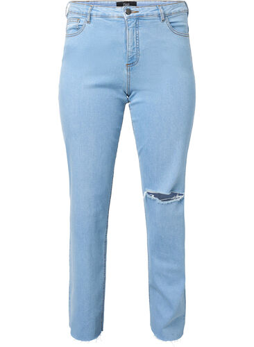 High waist Gemma jeans met gat op de knie, Ex Lgt Blue, Packshot image number 0