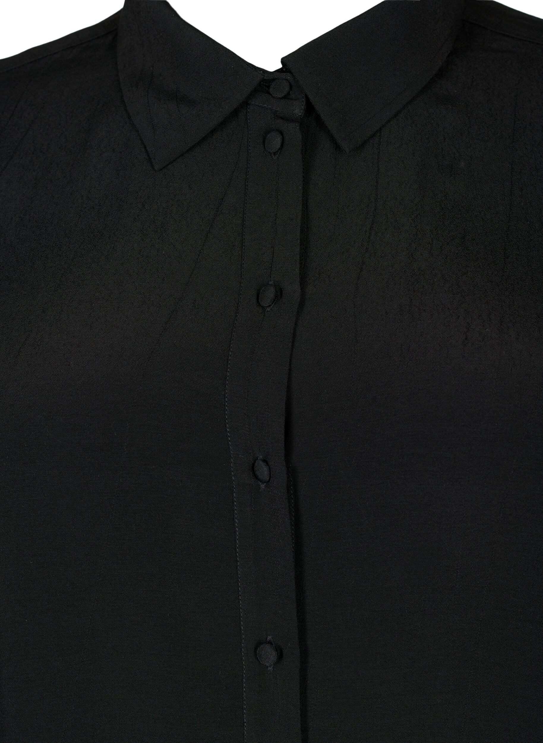 Zizzi Viscose shirt met 3/4 mouwen en borduurdetails, Black, Packshot image number 2
