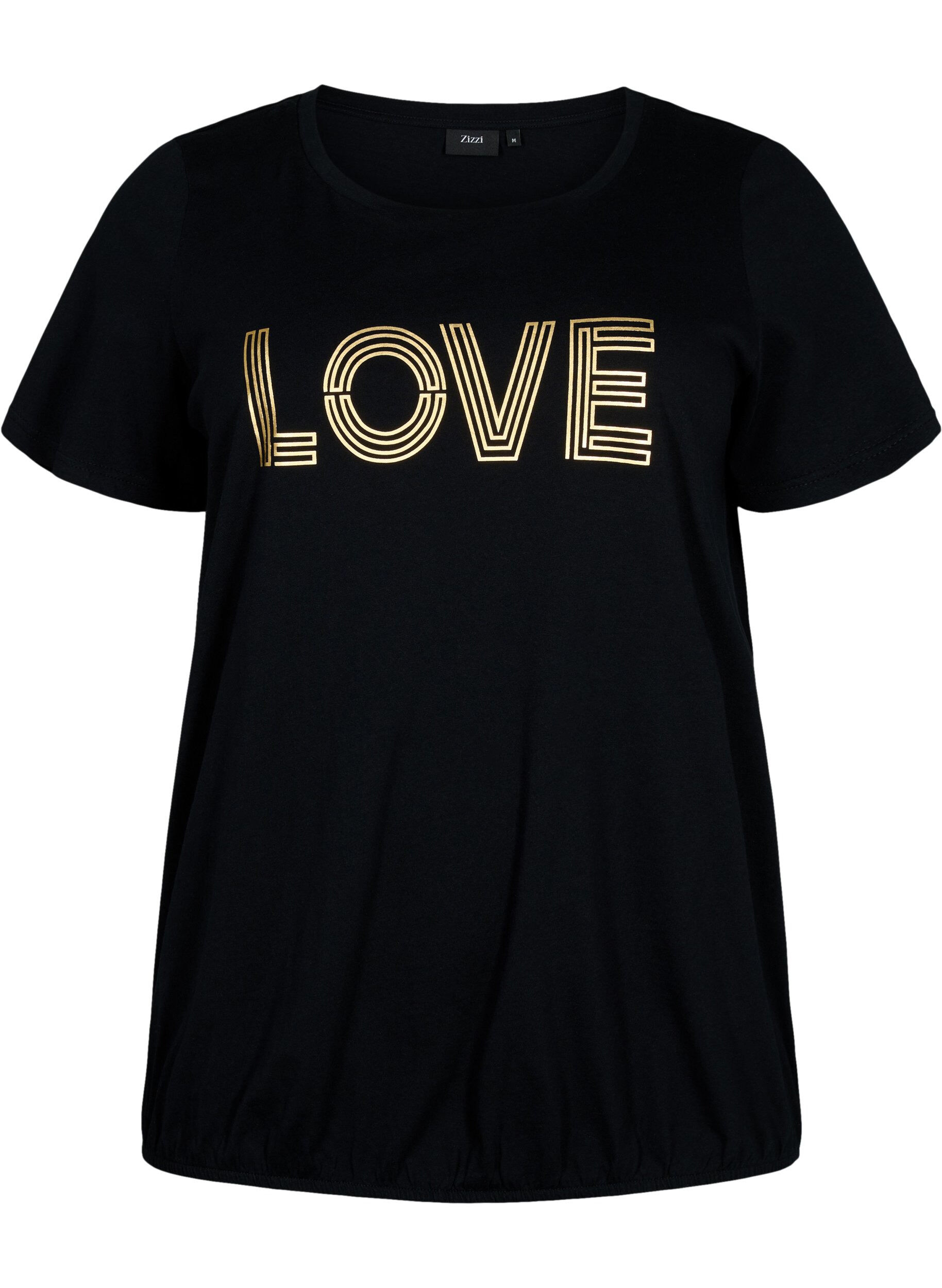 Zizzi Katoenen T- shirt met print, Black W. Love, Packshot image number 0