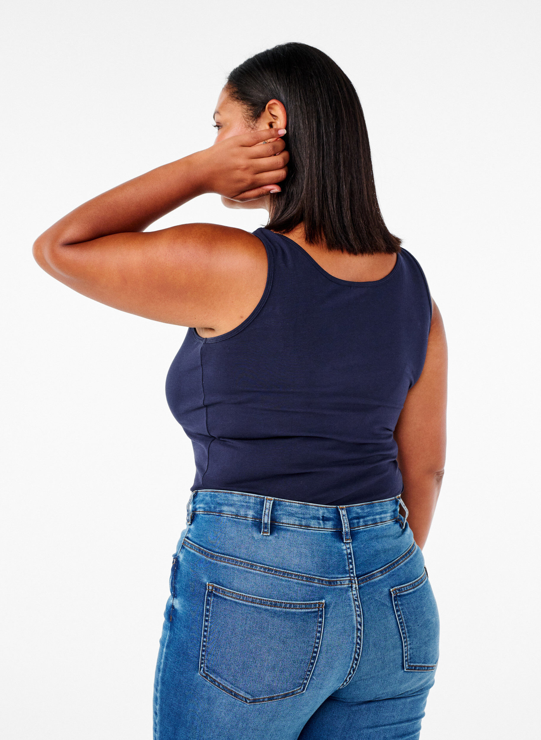ZizziEffen gekleurd basic top in katoen, Blauw, Model image number 2