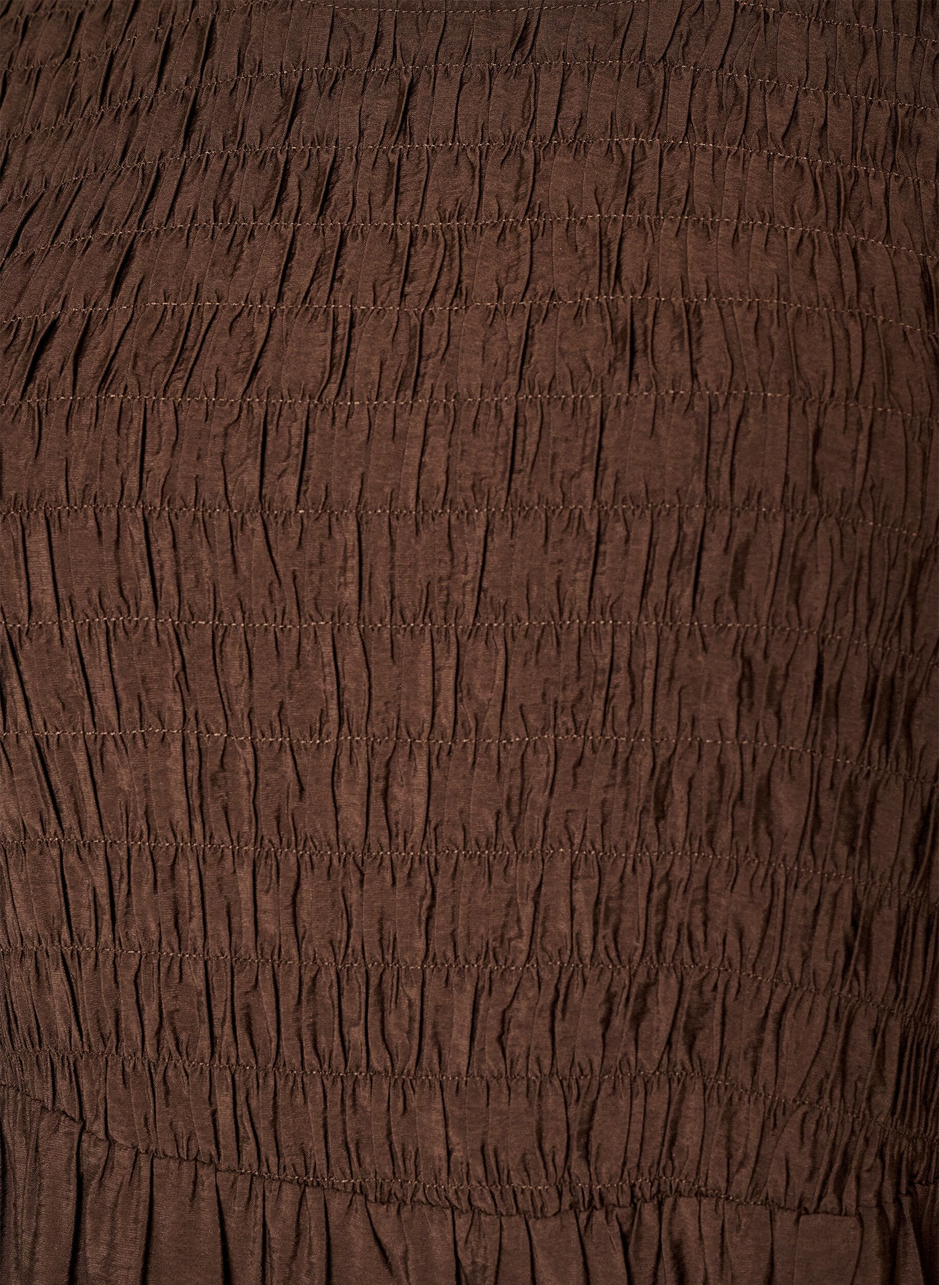 ZizziMidi-jurk van viscose met smockwerk, Bruin, Packshot image number 2