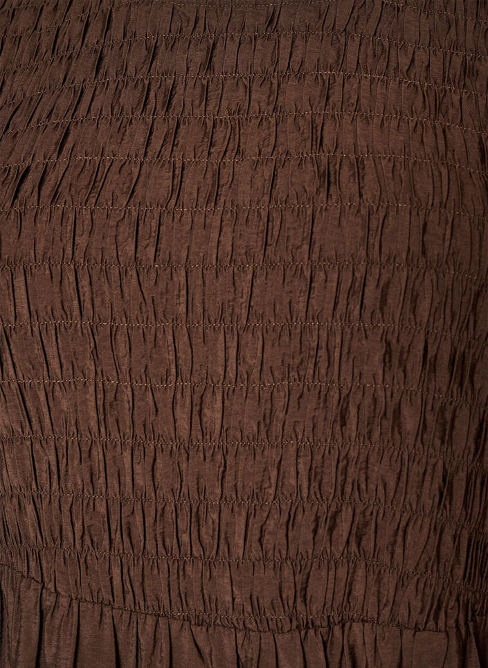 Midi-jurk van viscose met smockwerk, Bruin, Packshot image number 2