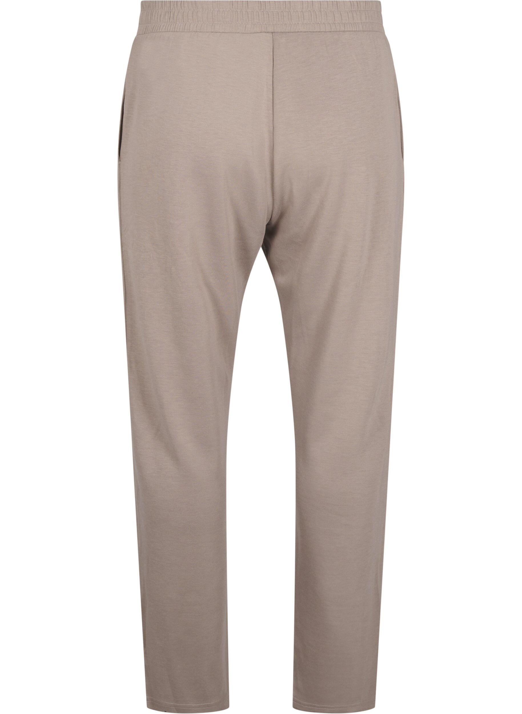 Zizzi Modal-mix broek met elastische tailleband, Beige, Packshot image number 1