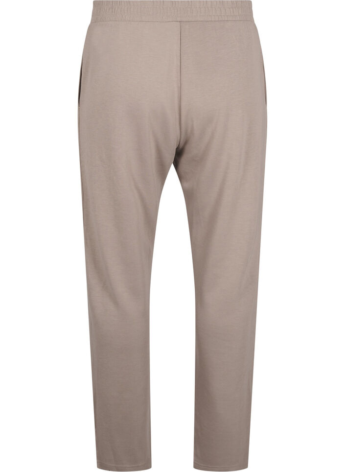 Modal-mix broek met elastische tailleband, Beige, Packshot image number 1