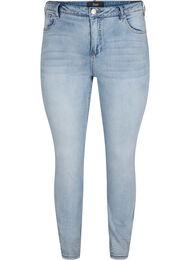 Amy jeans met hoge taille en decoratieve steentjes, Light blue