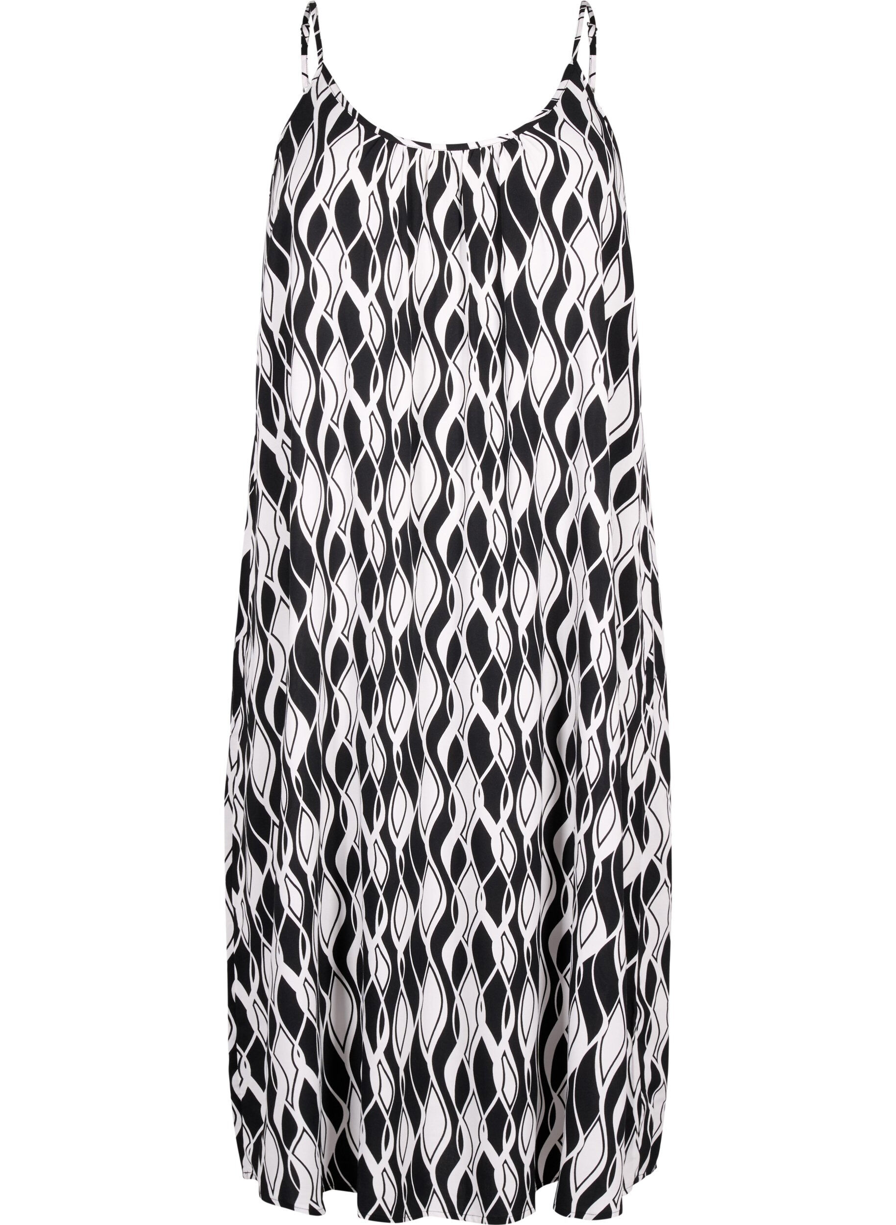 Zizzi Bandjurk van viscose met print, Black Swirl AOP, Packshot image number 0