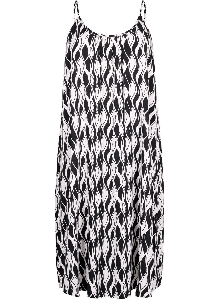 Bandjurk van viscose met print, Black Swirl AOP, Packshot image number 0