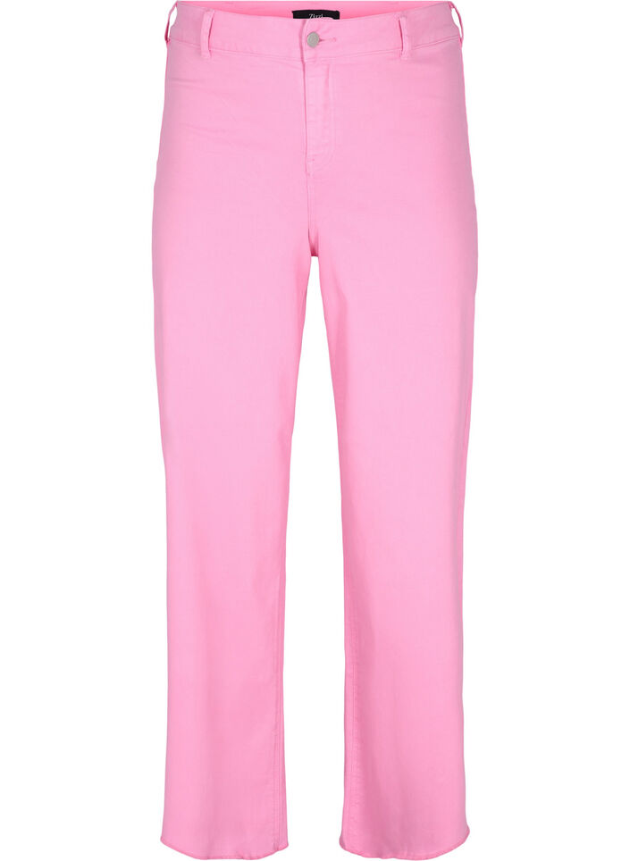 Flared jeans met high waist, Roze, Packshot image number 0