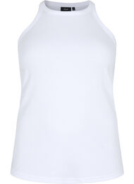 Geribde katoenen tanktop, Bright White