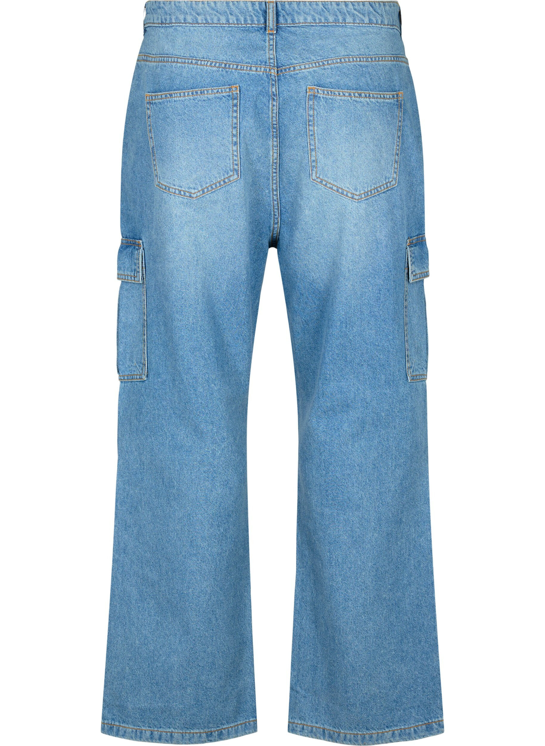 Zizzi Loszittende jeans met cargozakken, Light blue, Packshot image number 1