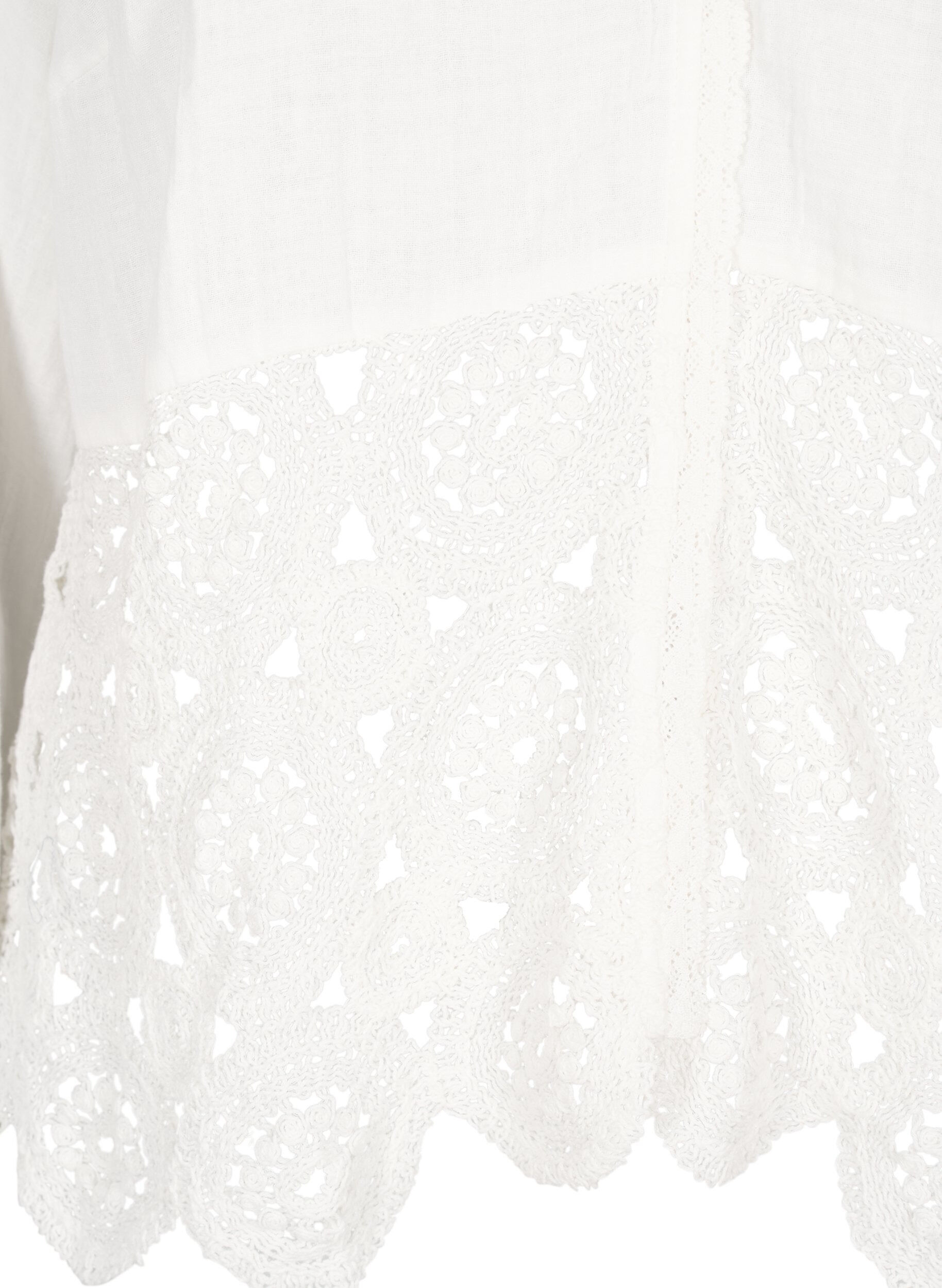 Zizzi Katoenen mousseline blouse met haakdetails, Vanille, Packshot image number 2