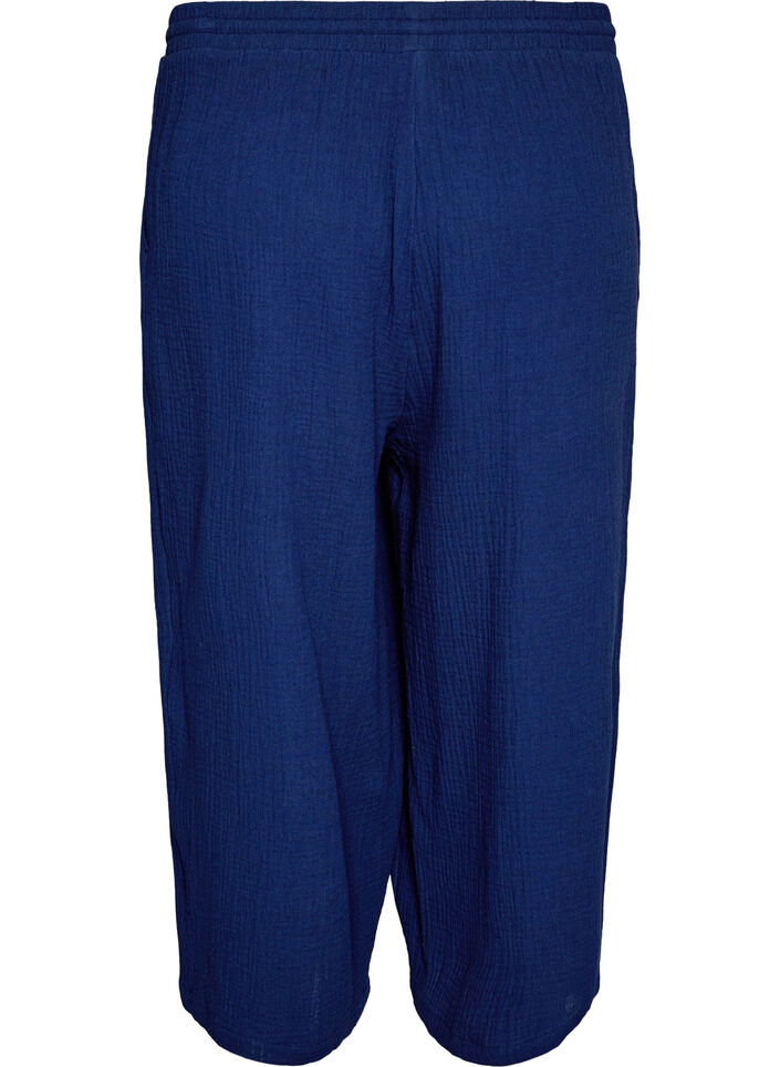 Culotte broek van katoen met hoge taille, Blauw, Packshot image number 1