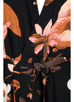 Gebloemde kimono van viscose, Black Flower AOP, Packshot image number 2