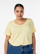 Basic t-shirt met korte mouwen en v-hals, Geel, Model image number 0