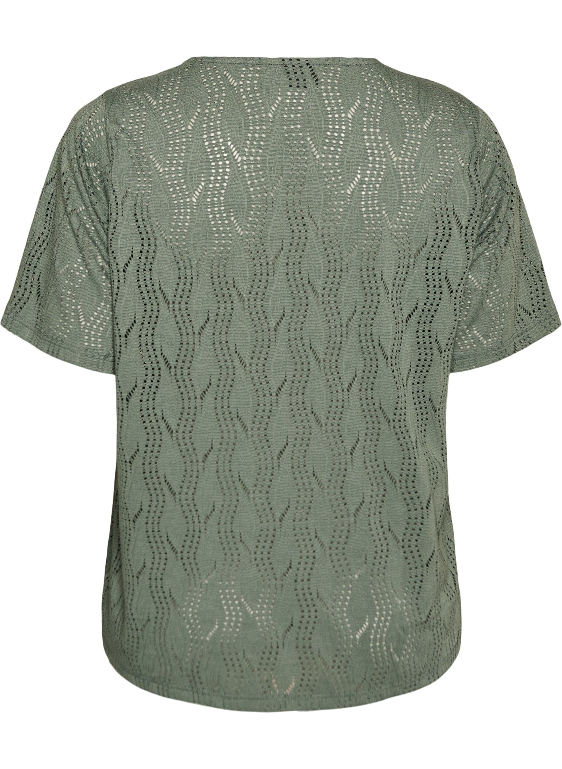 Zizzi Jersey T-shirt met oogjespatroon, Groen, Packshot image number 1