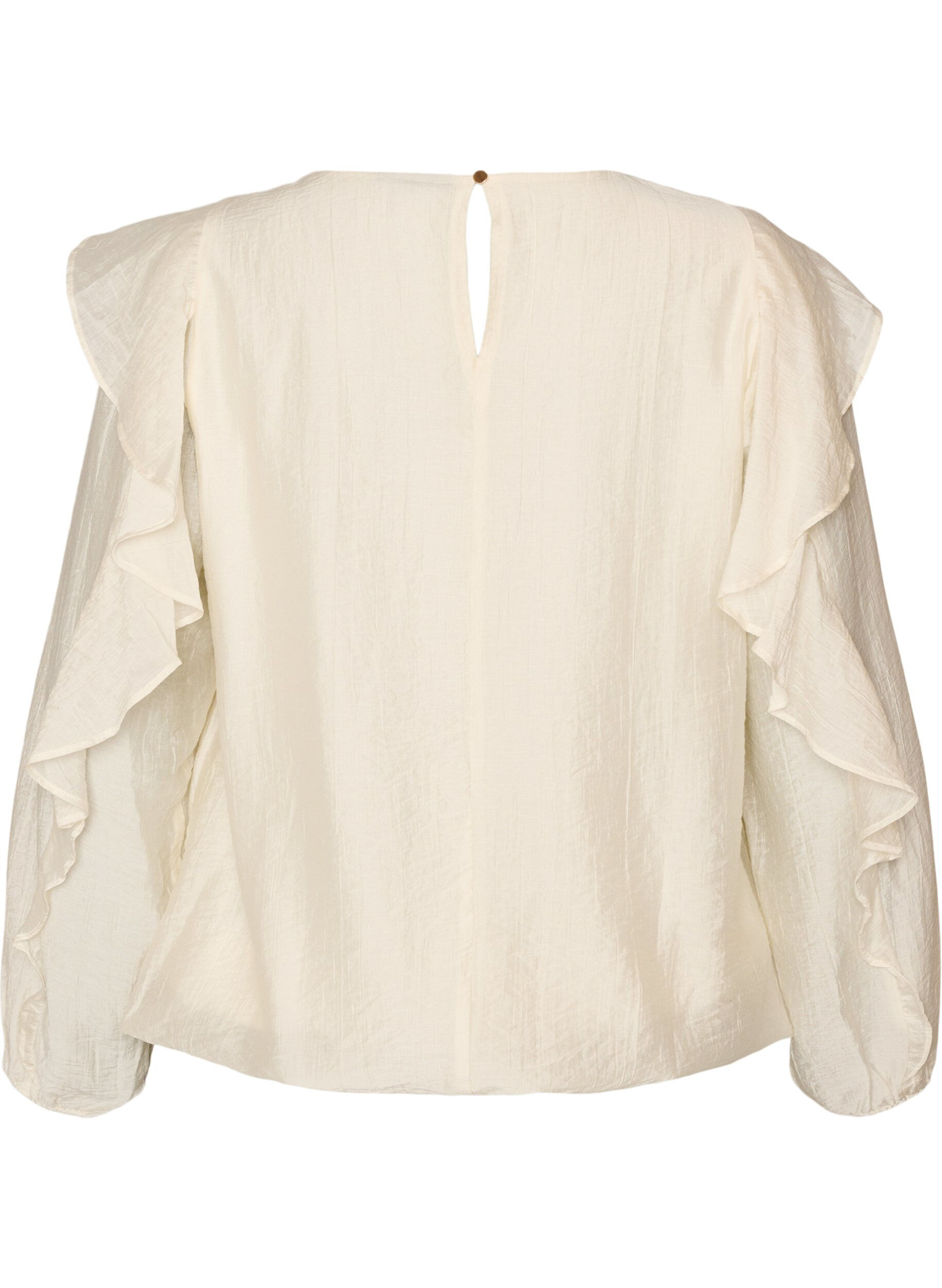 ZizziBlouse met ruches en ballonvorm, Vanille, Packshot image number 1