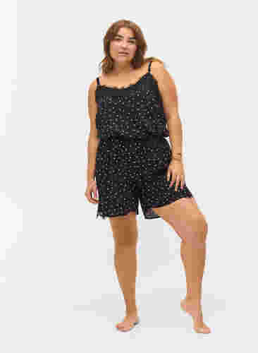 Viscose pyjama top met stippen en kant, Angora Dot, Model image number 2