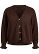 Cardigan met harlekijnpatroon en V-hals, Bruin, Packshot image number 0