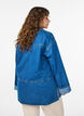 Losse denimblouse met kraag en knoopsluiting, Blauw, Model image number 2