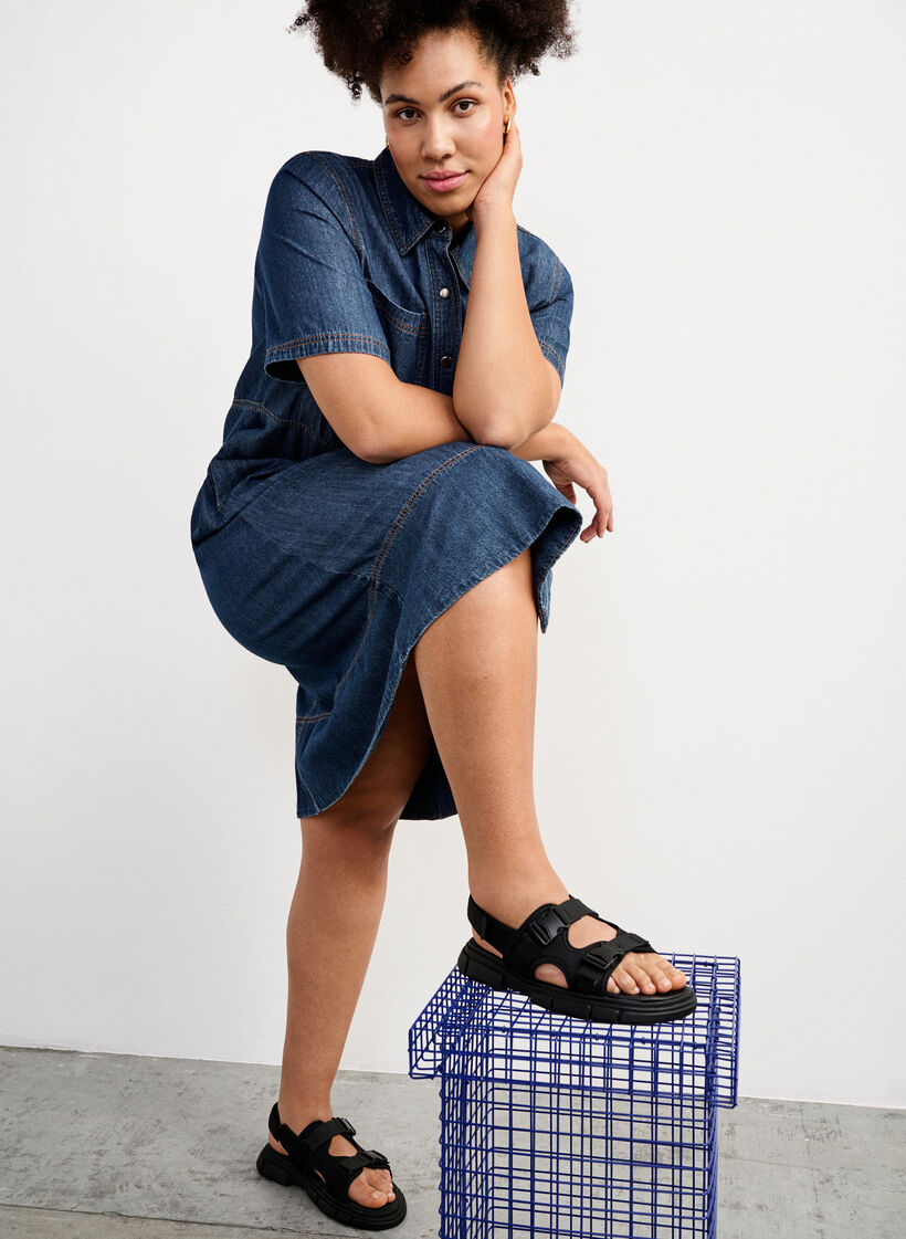 Brede sandaal, Zwart, Image image number 0