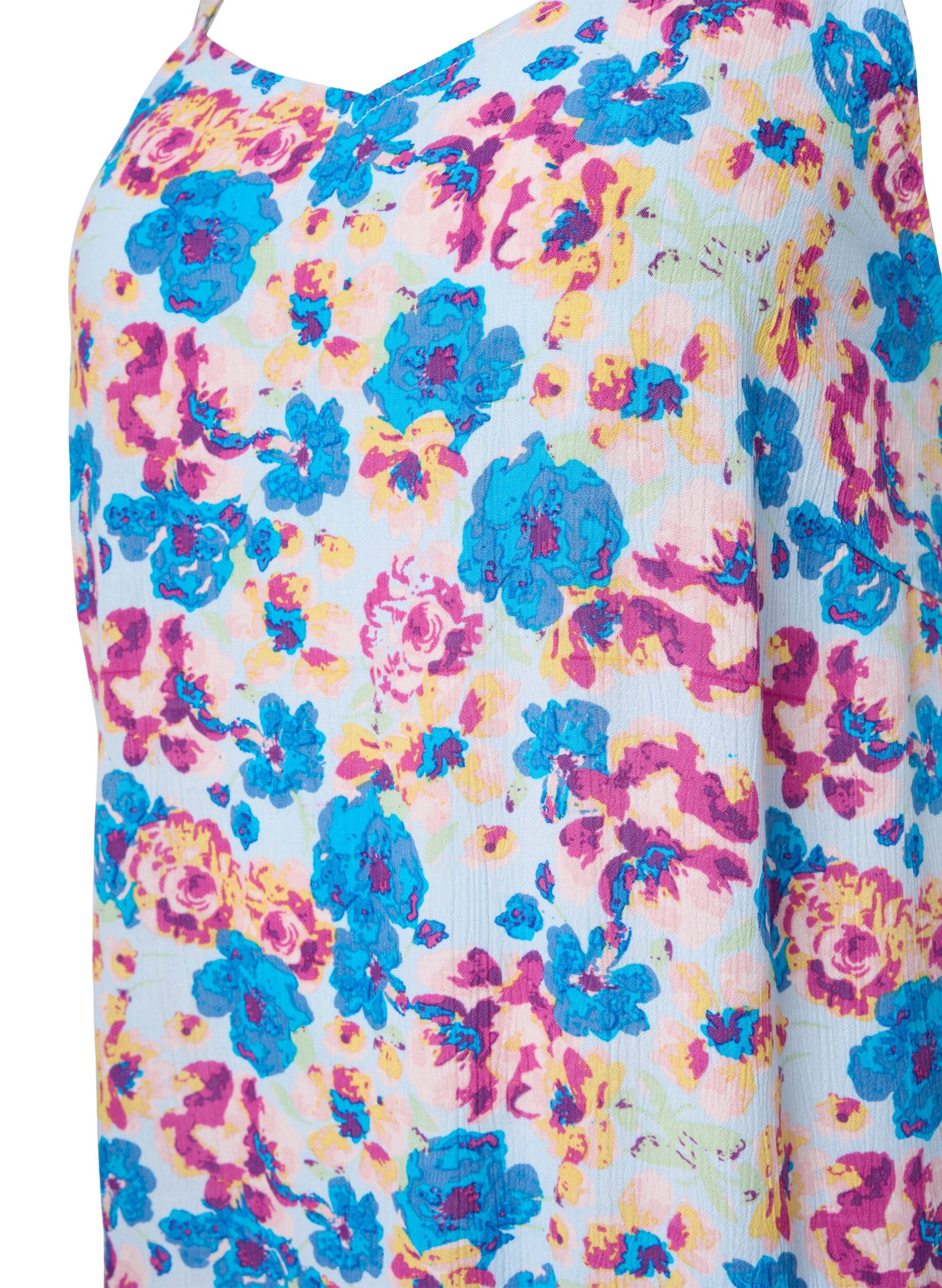 Zizzi Viscose zomerjurk met bandjes, Multi Flower AOP, Packshot image number 2