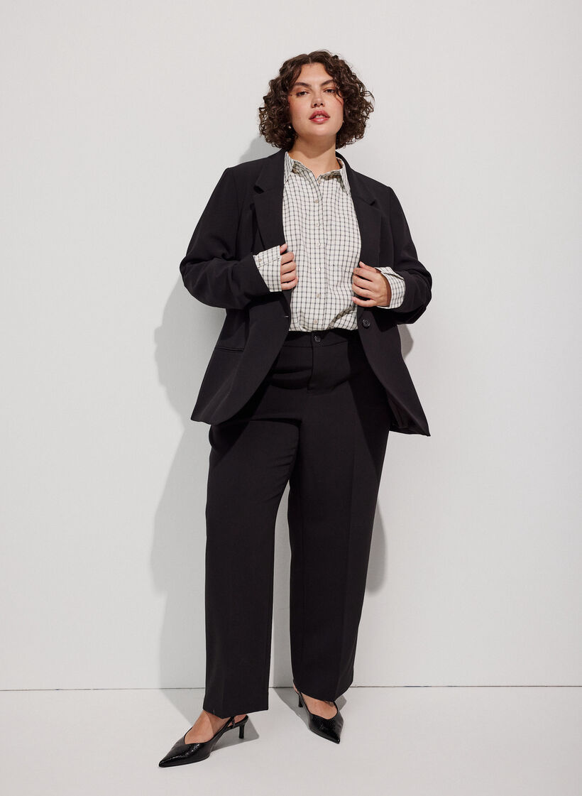 Klassieke blazer met een enkele knoopsluiting, Zwart, Model image number 1