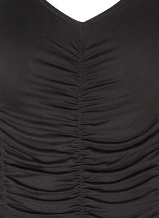 Viscose top met lange mouwen, V-hals en rimpeleffect, Black, Packshot image number 2