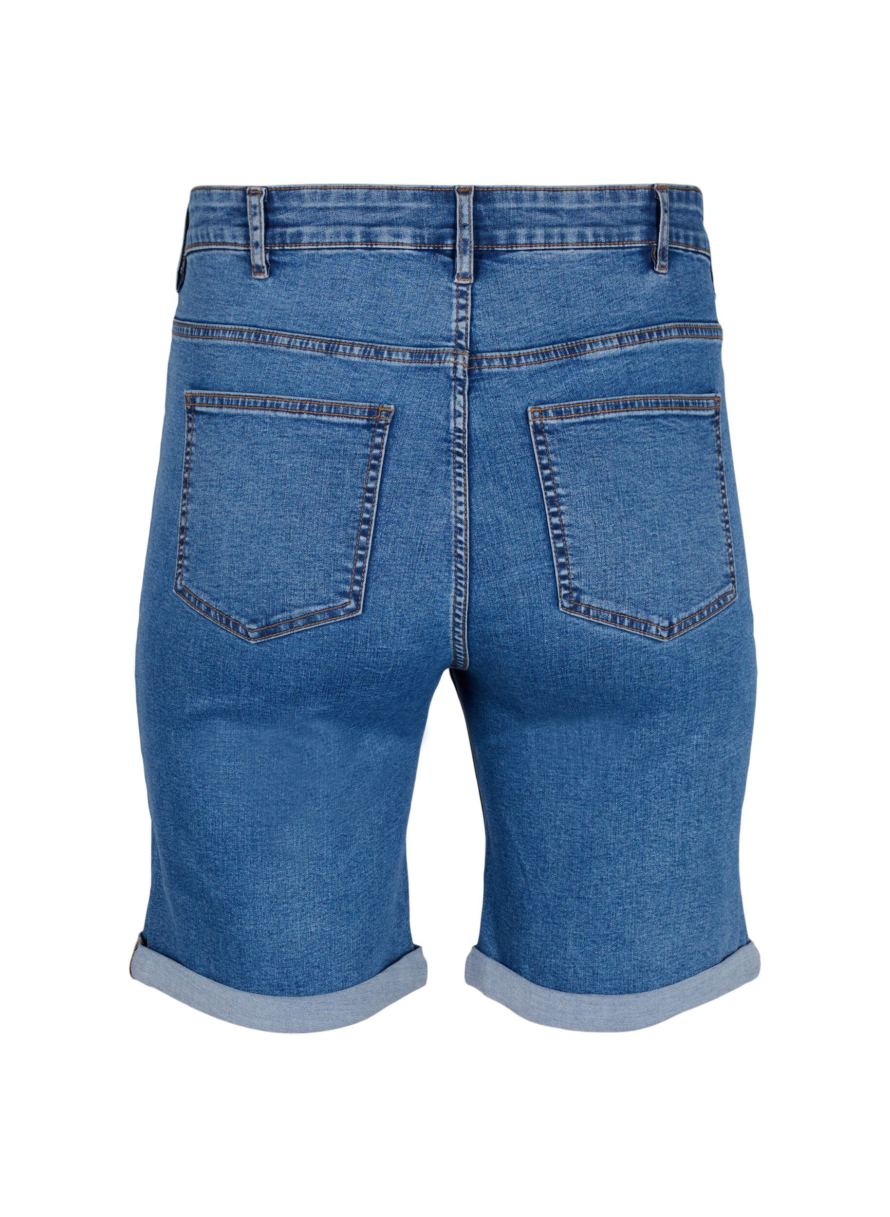 Zizzi Korte spijkerbroek met strakke pasvorm en hoge taille, Blue Denim, Packshot image number 1