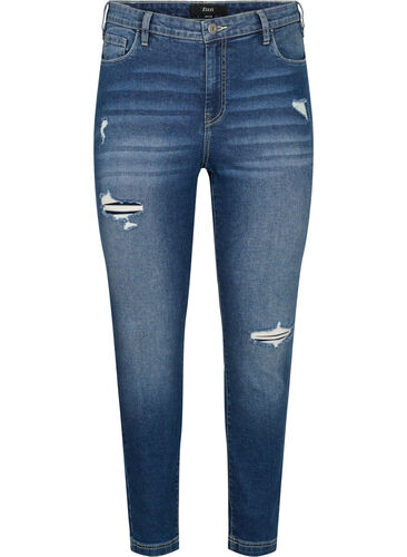 Ripped Amy jeans met super slanke pasvorm, Blue denim, Packshot image number 0