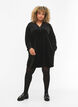  Velour jurk met lange mouwen en V-hals, Black, Model image number 2
