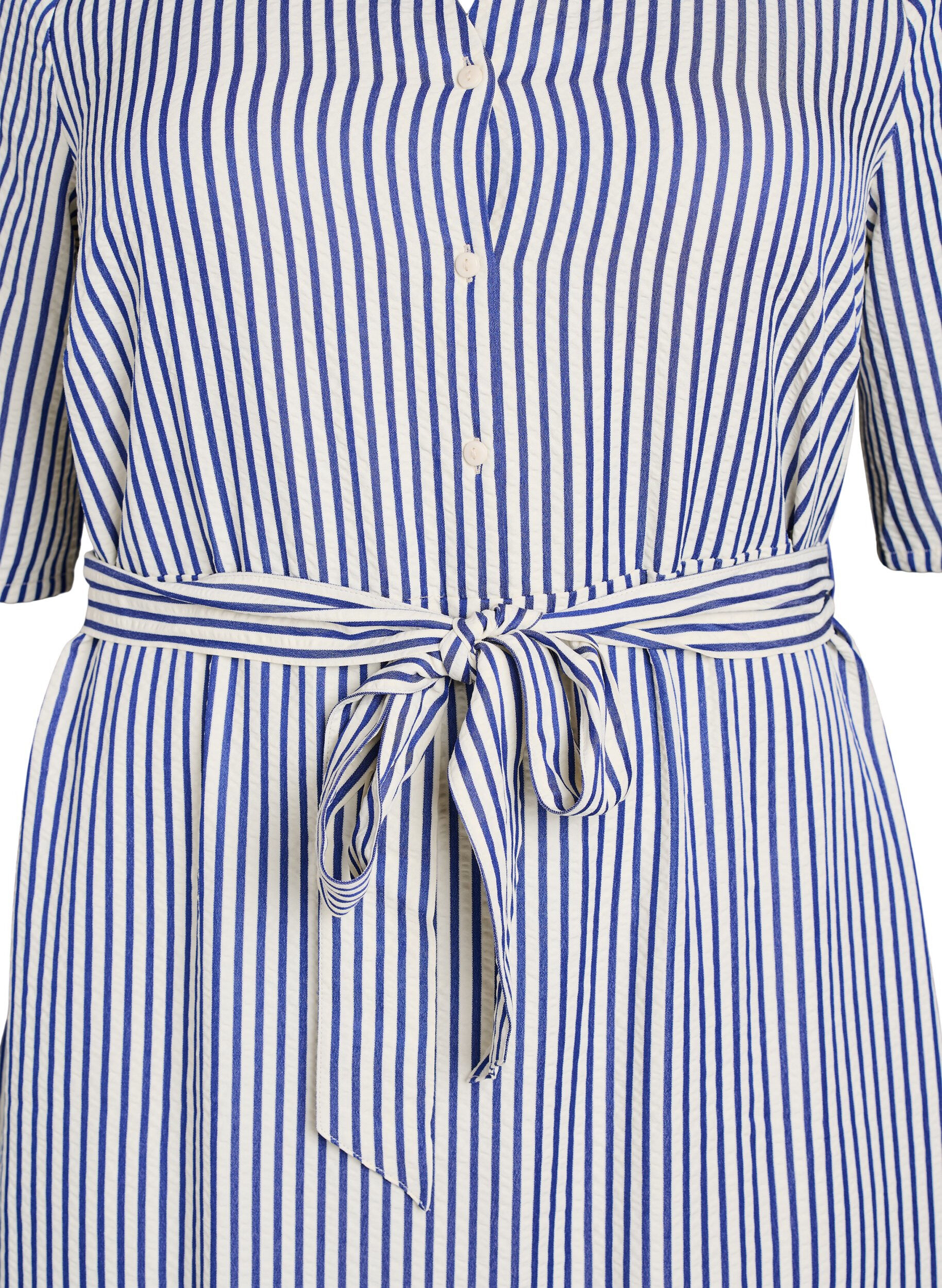 ZizziEnkellange overhemdjurk met strikceintuur en strepen, Blauw, Packshot image number 2