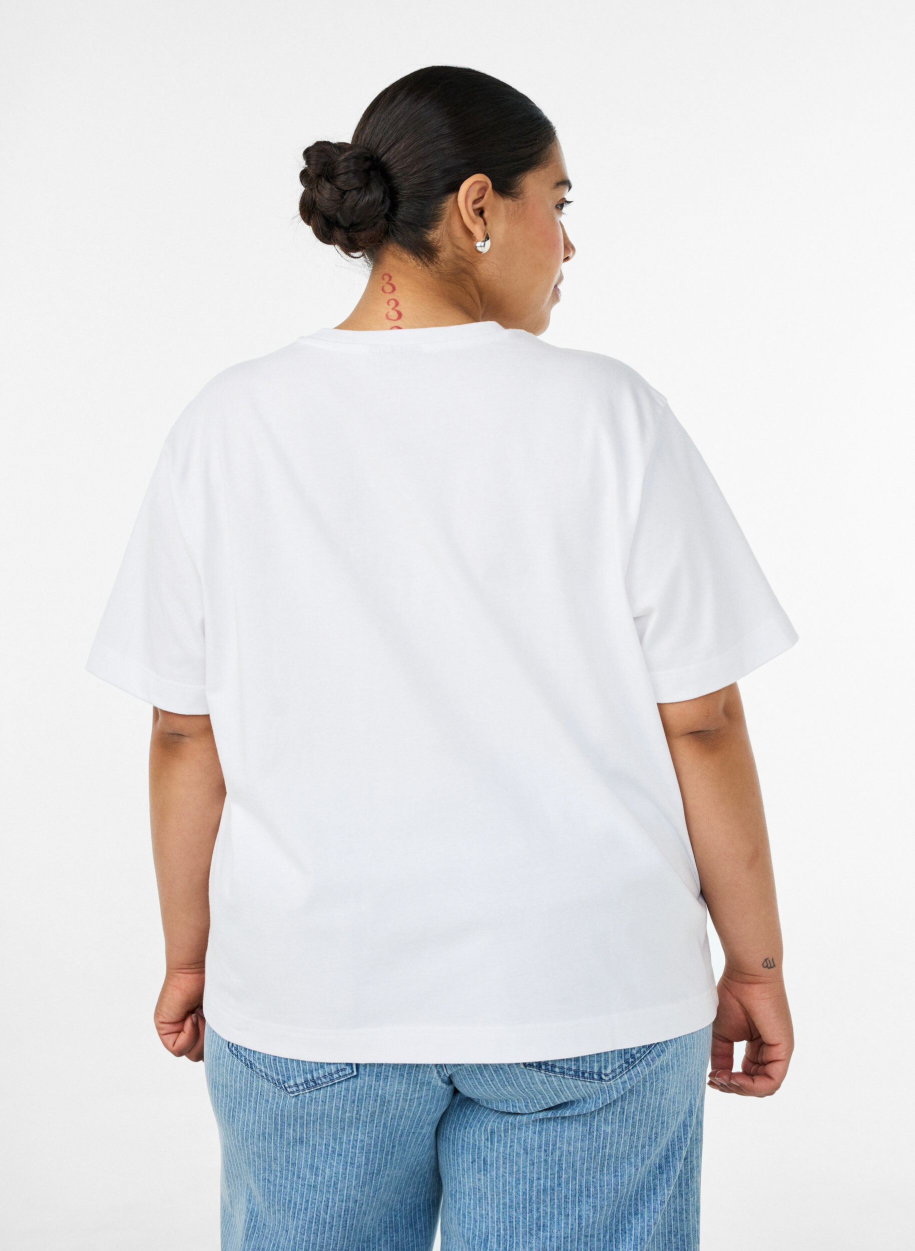 ZizziBoxy katoenen T-shirt, Wit, Model image number 2