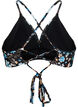 Bloemenbikini top met striksluiting aan de achterkant, Blauw, Packshot image number 1