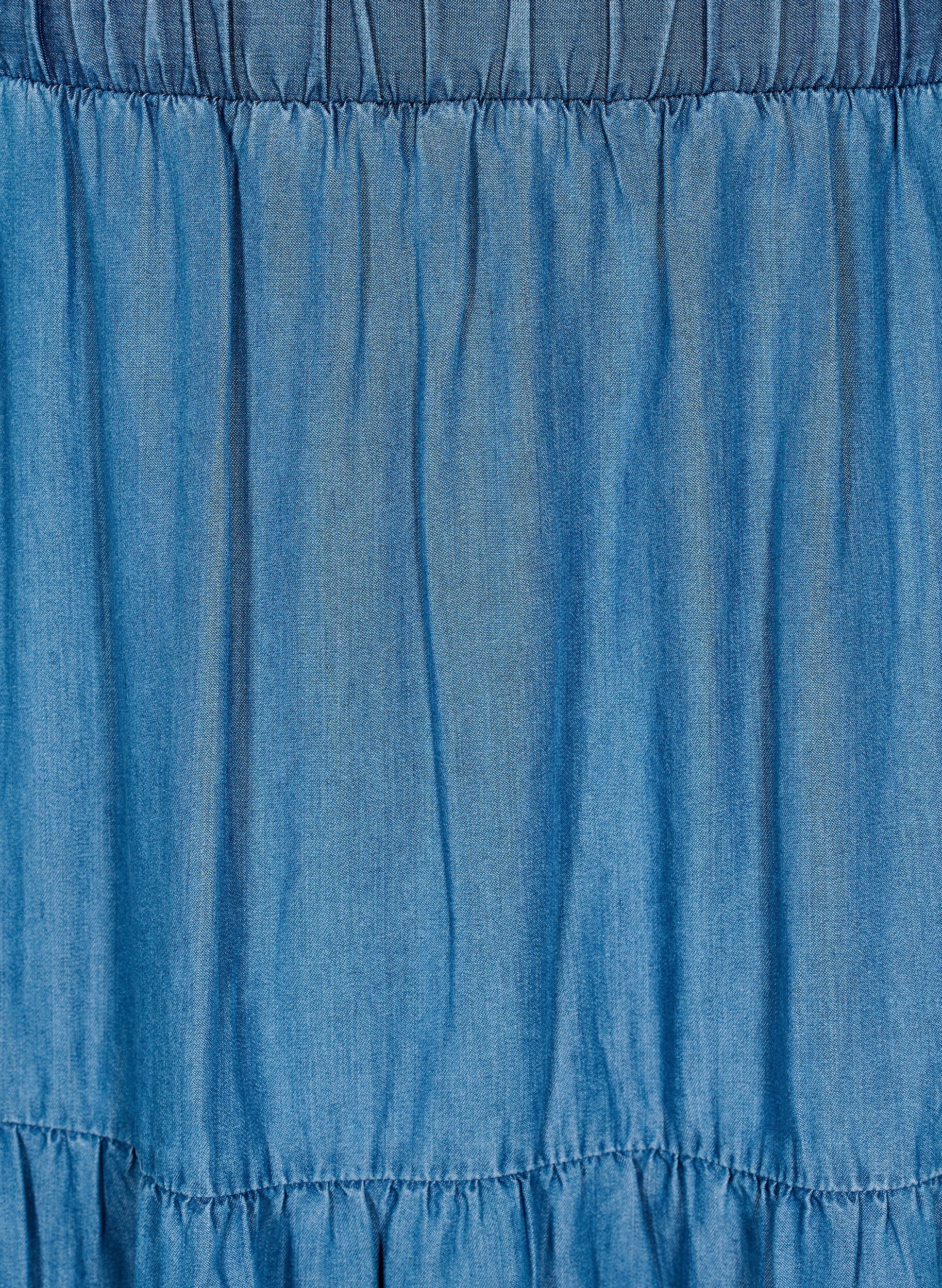 ZizziDenim maxi rok met ruches, Blauw, Packshot image number 2