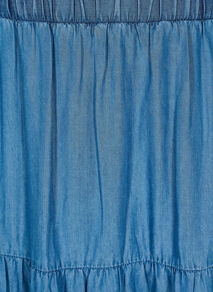 Denim maxi rok met ruches, Blauw, Packshot image number 2