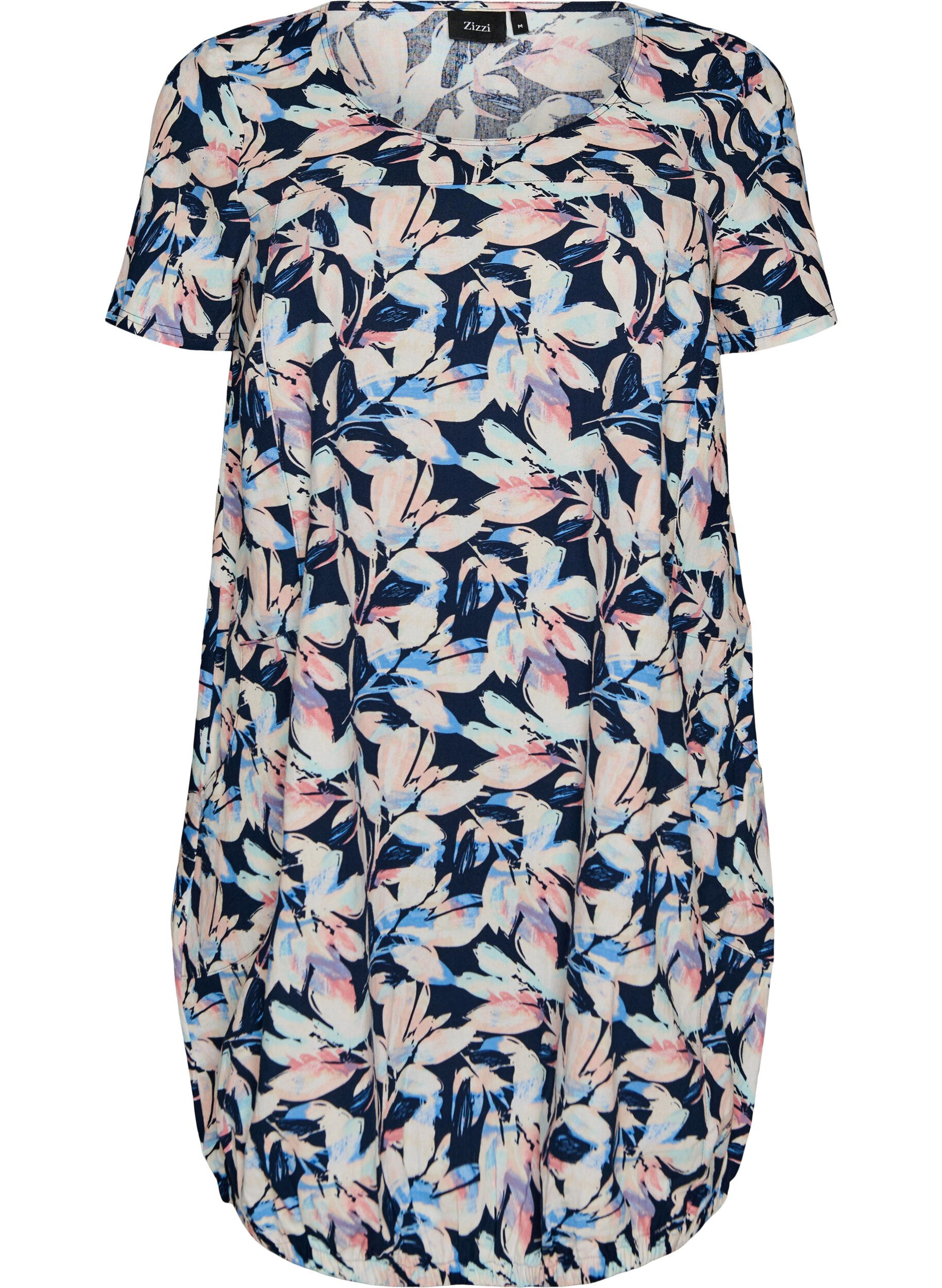 Katoenen jurk met korte mouwen en print