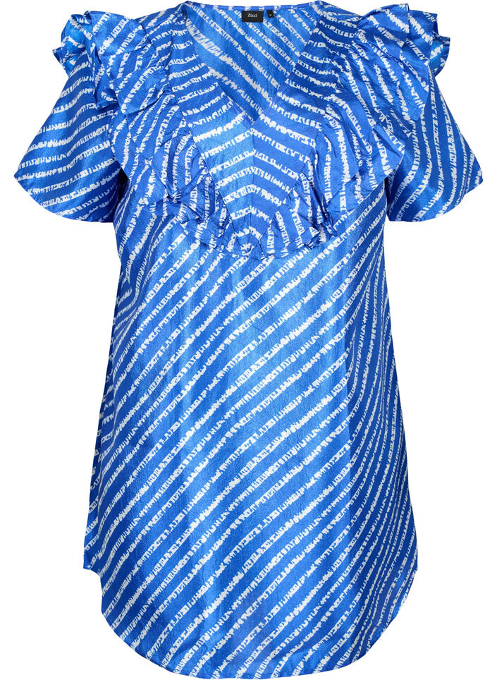 Gestreepte tuniek met franjes, S.T.W./White Stripes, Packshot image number 0