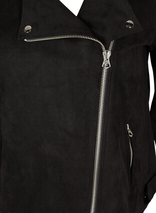 Kort jasje van imitatiesuède, Black, Packshot image number 2
