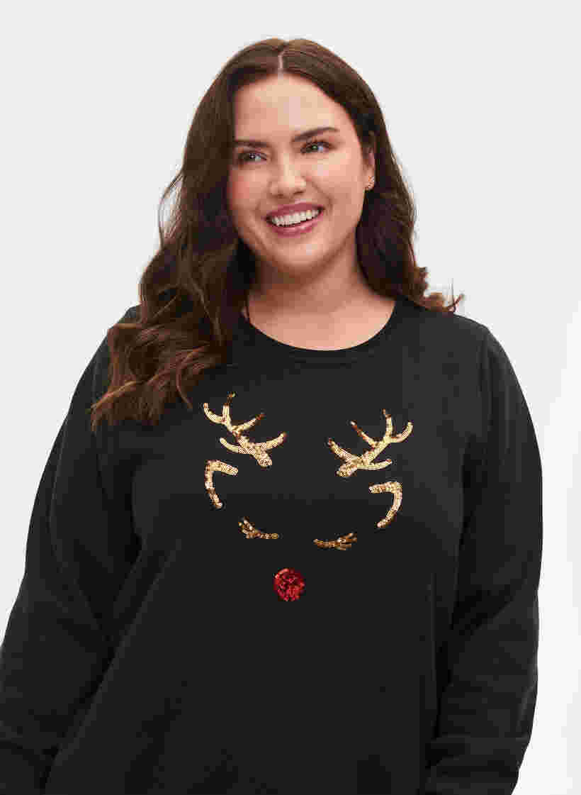 Kersttrui jurk, Black Reindeer, Model image number 2
