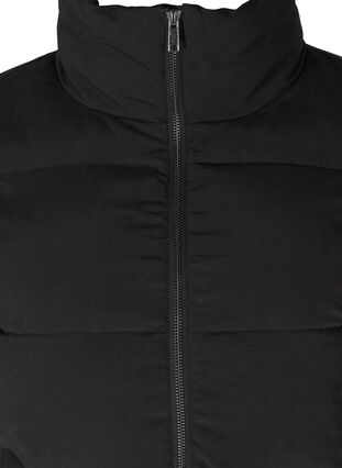 Lang gewatteerde jas met rits, Black, Packshot image number 2