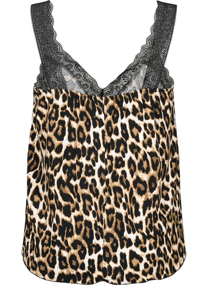 Kanten topje van viscose, Leopard, Packshot image number 1