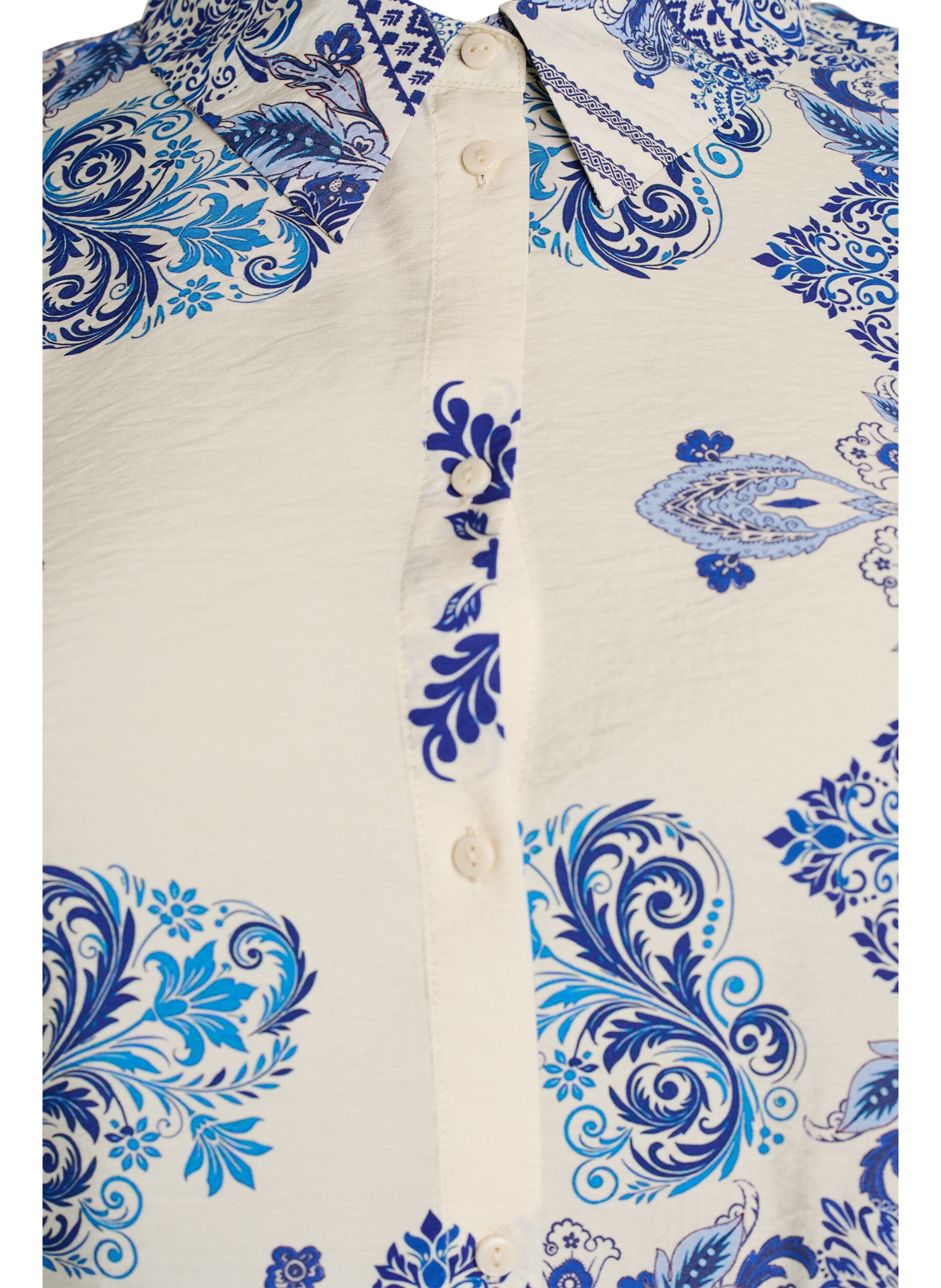 Zizzi Viscose blouse met 3/4-mouwen en patroon, Blauw, Packshot image number 2