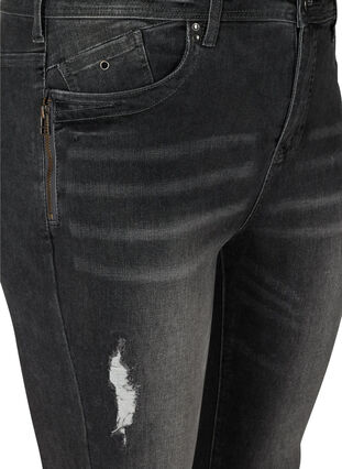 Super slim fit Amy jeans met slijtage, Grey Denim, Packshot image number 2