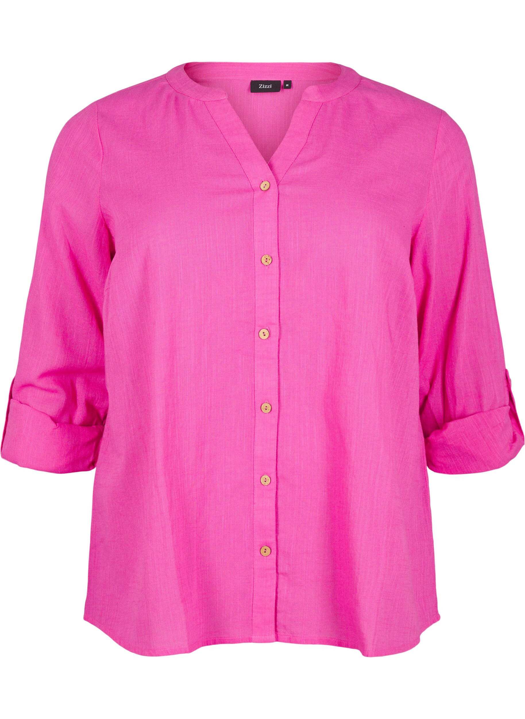 ZizziKatoenen blouse met een V-hals, Roze, Packshot image number 0