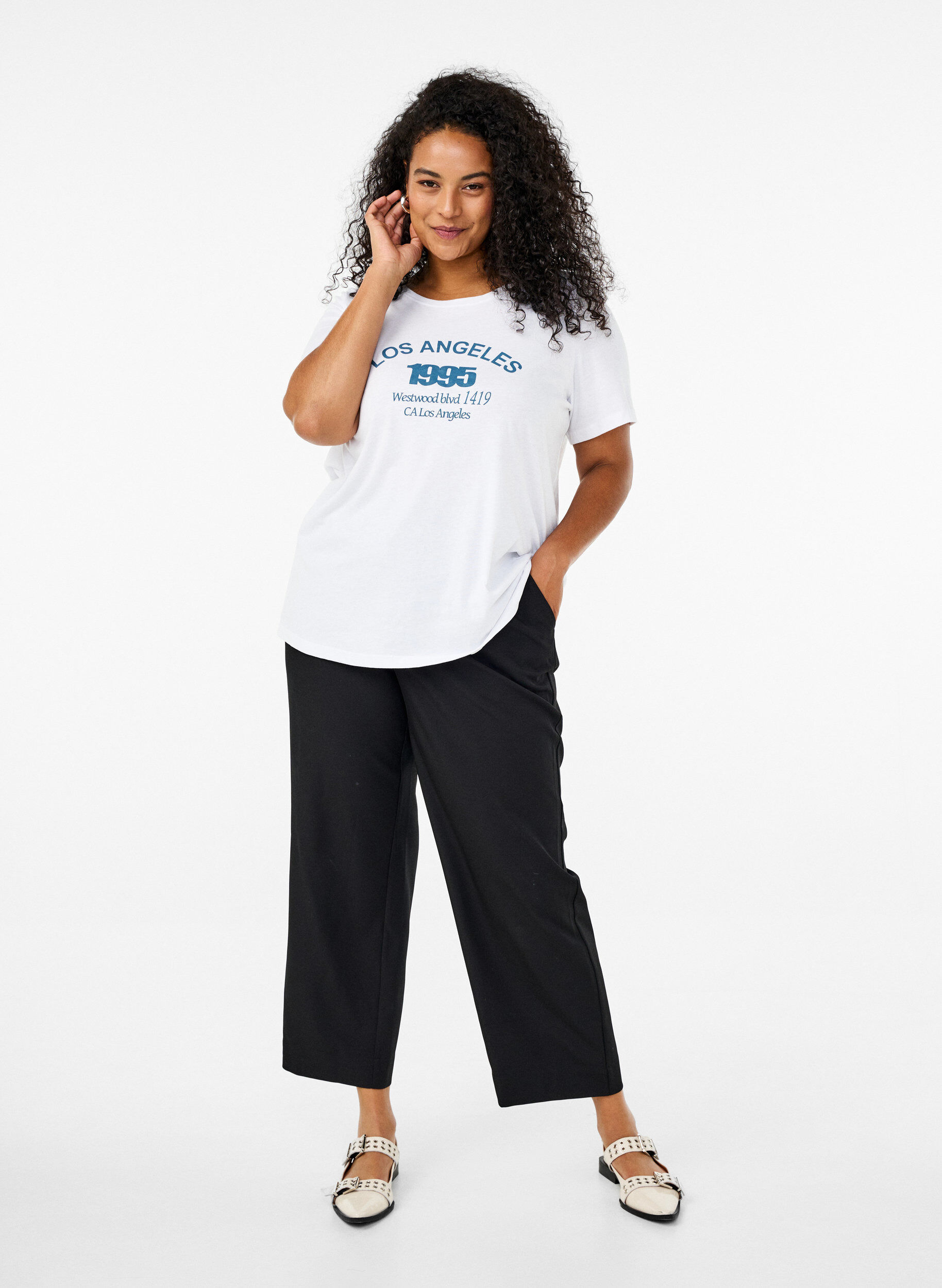 Zizzi FLASH - T-shirt met motief, Wit, Model image number 1