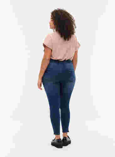 Cropped Amy jeans met rits, Dark blue denim, Model image number 1