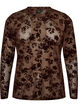 Mesh blouse met bloemenpatroon, Bruin, Packshot image number 0