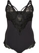 Body van kant met beugels en bandjesdetails, Zwart, Packshot image number 0
